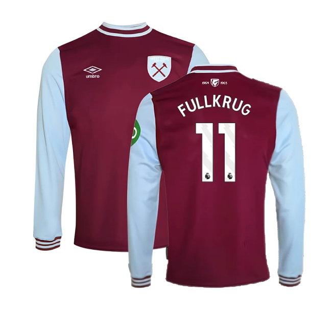 2024-2025 West Ham Long Sleeve Home Shirt (Kids) (Fullkrug 11)-SoccerKits Hub | Buy Soccer Jerseys Online